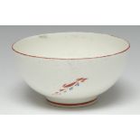 A Pinxton slop basin, pattern 1, red sprig version, iron red borders, 6.7cm high, 13.7cm diam, c.