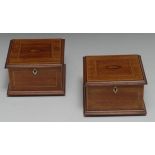 A pair of Sheraton Revival mahogany, satinwood and marquetry boxes,