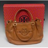 Luxury Fashion - a Tory Burch brown leather lady's handbag, gilt-metal fittings, 37cm wide,