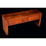 A Chinese hardwood low scholar's table, rectangular top above a pair of frieze drawers, 34cm high,