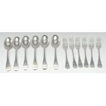 A set of six Hanoverian pattern dessert forks, John Round,