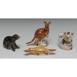 A Royal Crown Derby paperweight, Kangaroo, The Australian Collection limited edition, gold stopper,