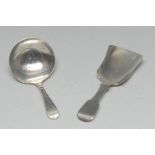 An early Victorian silver Fiddle pattern caddy spoon, shovel shaped bowl, 9cm long, George Unite,