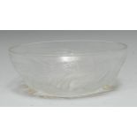 A René Lalique Ondines pattern opalescent glass bowl , the exterior relief moulded with mermaids,
