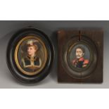 French School (19th century), a portrait miniature, of a military officer, bust length,