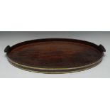 A 19th century Gillows type mahogany coopered two handled oval tray, 71.5cm wide, c.