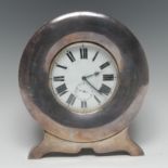 A large silver oversize pocket watch holder, 17cm diam, William Comyns,
