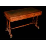 A Victorian burr walnut library writing table,