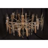 Modern Design - a 'mid-century' twelve light ceiling electrolier,