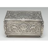 A 19th century Continental silver rectangular table box,