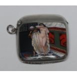 Royal Interest - a Continental silver and enamel vesta case,