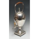 An unusual George III old Sheffield plate Neo-Classical inverted ovoid tea urn,