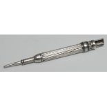A Victorian silver coloured metal novelty combination pen and propelling pencil, fluted grip,