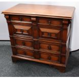 A Charles II fruitwood block-front chest,