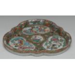 A Chinese Famille Rose trefoil-shaped tray,