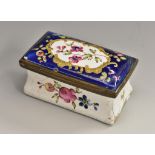 A George III South Staffordshire enamel waisted rectangular snuff box,