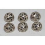 A set of six Russian silver and niello buttons, 1.