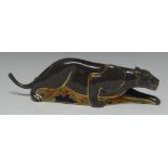 A Royal Crown Derby paperweight, The Black Panther, gold stopper, 34cm wide, printed mark in gold,