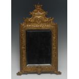 A 19th century French Historical Revivalist gilt-patinated bronze easel looking-glass,