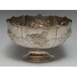 A Chinese silver lotus shaped pedestal bowl,