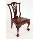 A Chippendale Revival mahogany side chair,