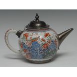 An early 18th century Chinese porcelain bullet-shaped teapot,