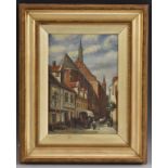 North European School (late 19th century) Flemish Townscape oil on canvas, 35.5cm x 24.