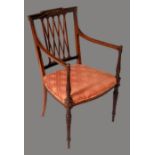 An Adam Revival mahogany elbow chair,