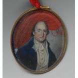 English School, 19th century, a portrait miniature, of a gentleman, head and shoulders,