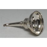 A George III silver wine funnel, gadrooned rim, ogee bowl, curved spout, 14cm long, Solomon Hougham,