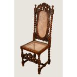 A Carolean Revival oak side chair,