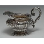 A George IV Irish silver melon shaped cream jug,