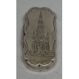 A Victorian silver shaped rounded rectangular castle top vinaigrette,
