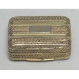 A George IV silver-gilt rounded rectangular vinaigrette, engine turned in bands,