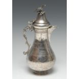 A Middle Eastern silver baluster coffee pot, of typical Turkish form,