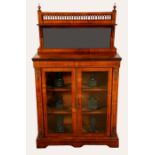 A Victorian gilt-metal mounted walnut and marquetry pier cabinet,