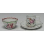 A Longton Hall coffee cup and saucer, of small proportions,