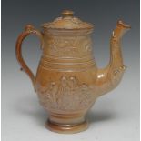 A 19th century Brampton brown salt glazed stoneware coffee pot and cover,