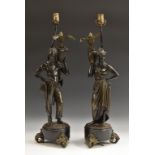 Charles Cumberworth (English, 1811-1852), after, a pair of dark-patinated Orientalist bronzes,