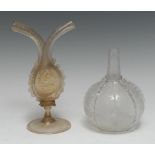 A 19th century double spouted oil and vinegar bottle, sponged in gilt, folded foot, 20.