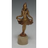 In the manner of Josef Lorenzl, an Art Deco gilt patinated bronze and ionyx figure,