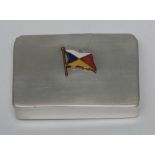 Shipping Interest - a silver rectangular vesta case, applied with the flag of P&O line, 25.