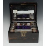 A 19th century coromandel dressing table box, with rectangular vacant cartouche,