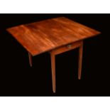 A George III mahogany Pembroke table, rectangular top, drawer to end, tapered square legs,