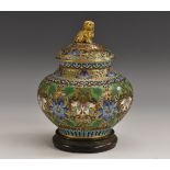 A Chinese cloisonné enamel baluster jar and cover,