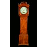 A George III oak and mahogany Neo-Classical long case clock, round painted 13.5in (34.