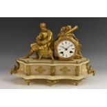 A 19th century French gilt-metal and alabaster mantel clock,