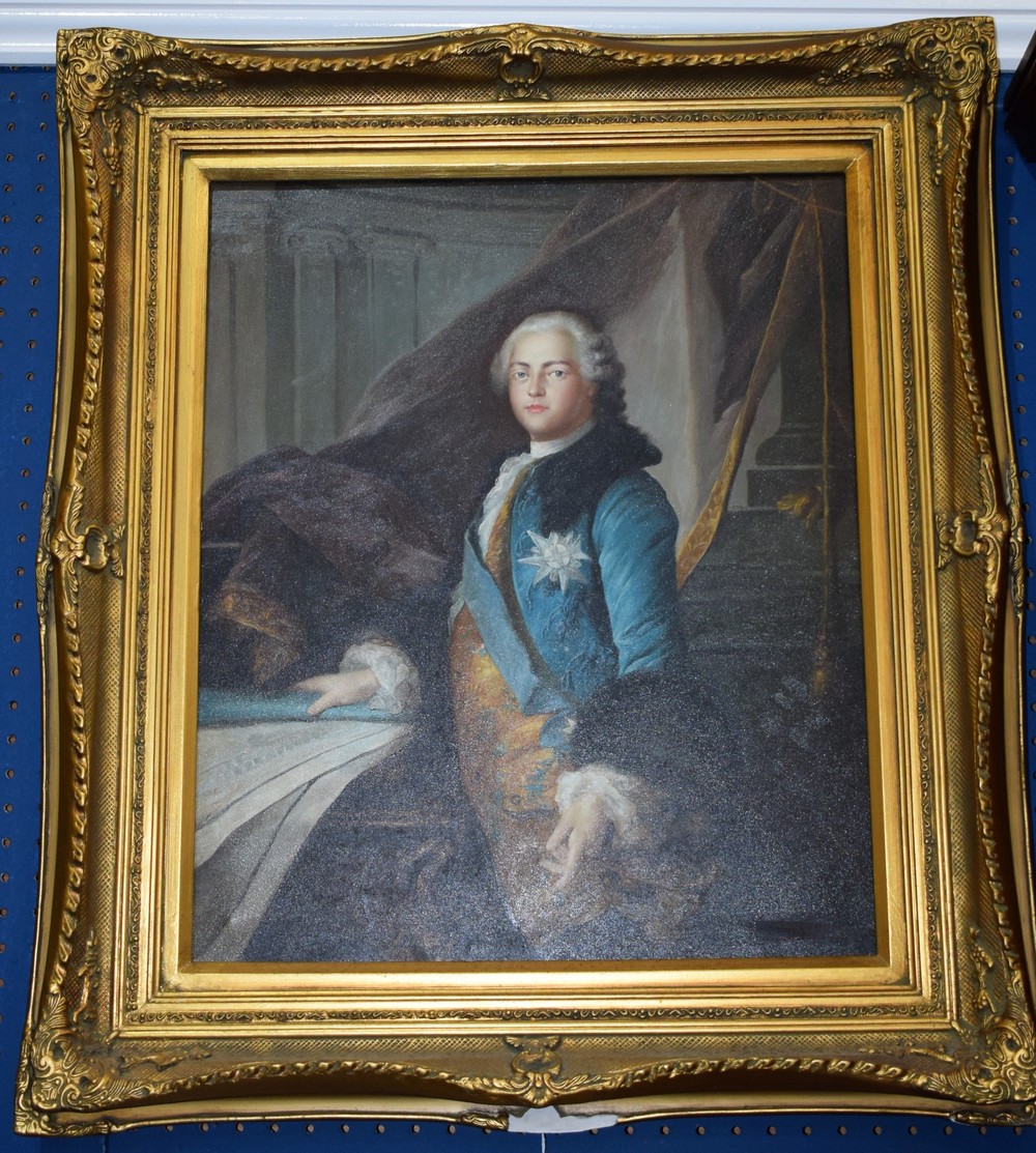 A decorative picture, portrait of an 18th century gentleman, 60cm x 49cm,