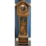 A Chinoiserie 'longcase' clock, of small proportions, Smith Sectric movement,