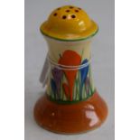 A Clarice Cliff Crocus pattern pepper pot